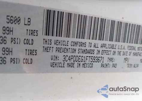 2015 Dodge Journey R/T z USA, uszkodzony, nr VIN 3C4PDDEG1FT593671